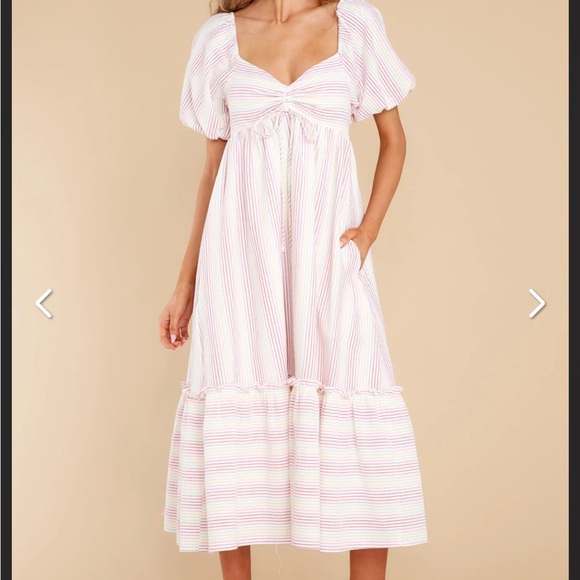 moodie Dresses & Skirts - Moodie rainbow stripe seersucker midi/maxi dress. Size small.